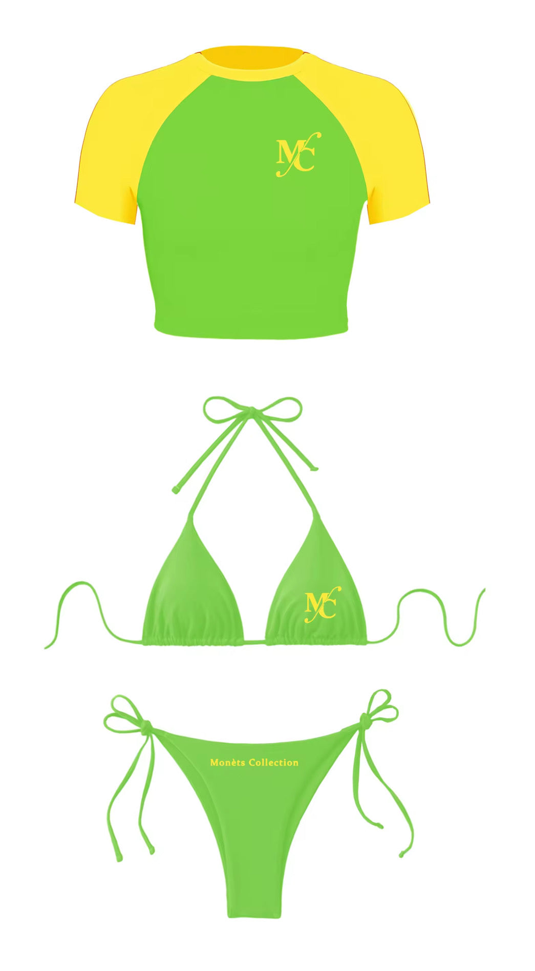 Green 3 piece swimsuit
