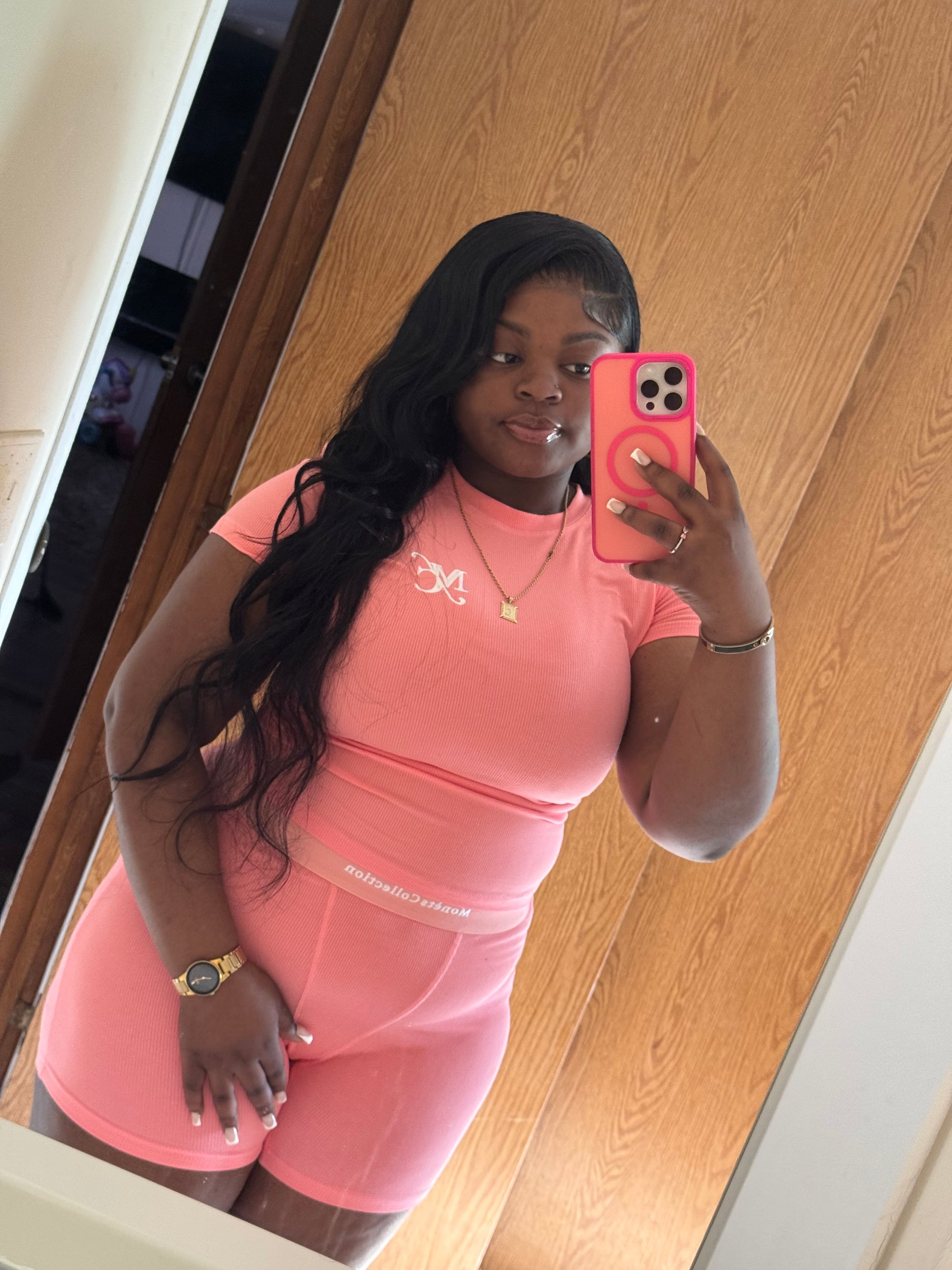 Peach 2 piece short set