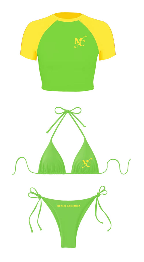Green 3 piece swimsuit